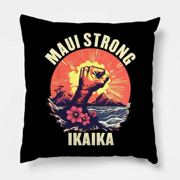 Vintage Ikaika Strong Maui Hawaii Island I Love Hawaii Pillow by everetto