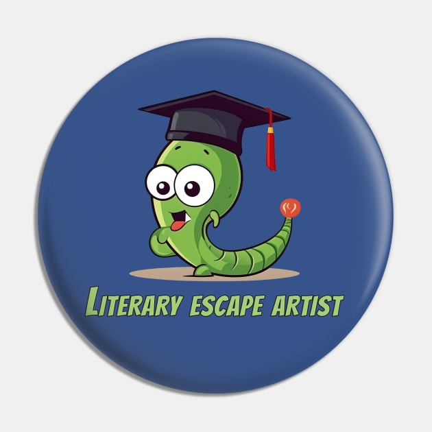 Cute Worm with Graduation Cap and Diploma T-Shirt Pin by ABART BY ALEXST 