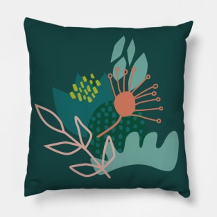 Abstract Florals in Teal Pillow