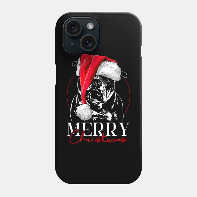 Santa Olde English Bulldog Merry Christmas dog Phone Case by wilsigns