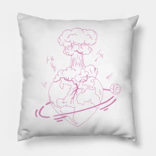 Light Pink Atomic Heart Pillow