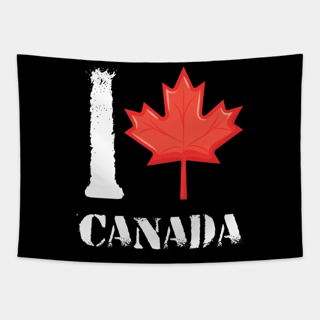 I Heart Canada - Canadian At Heart T-Shirt - I love canada Tee Shirt Woman - Canada Heart Cool Leaf Design Canadian shirt Tapestry by MaryMary