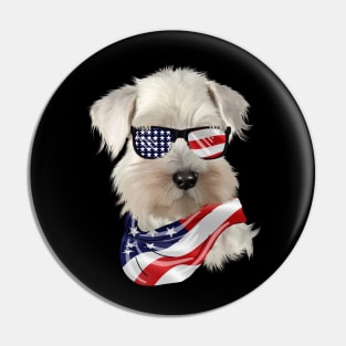 West Highland White Terrier Dog, USA Flag, American Dog Pin