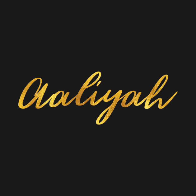 Aaliyah Name Hand Lettering in Gold Letters by Pixel On Fire