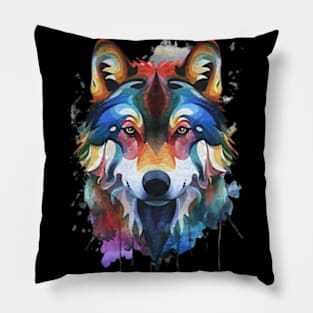 Watercolor Wolf Pillow