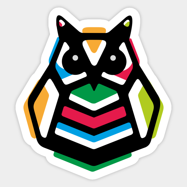 Rainbow Anigami Owl - Owl - Sticker