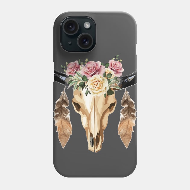 skull cow boho style Phone Case by Collagedream