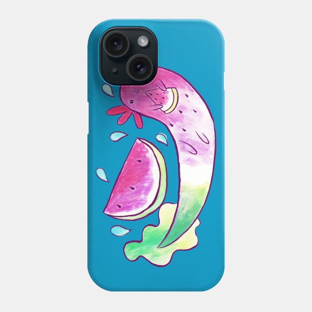 Watermelon Axolotl Watercolor Phone Case by saradaboru