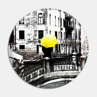 Yellow Umbrella in Venice Pin