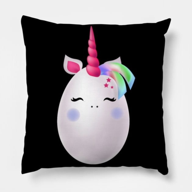 Easter Unicorn Egg Pillow by Nulian Sanchez