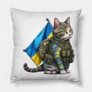 Cat Ukrainian Soldier Pillow