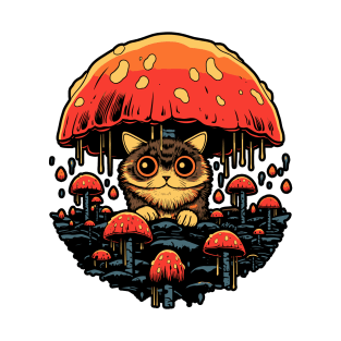 Cute Kitten Under The Mushroom T-Shirt