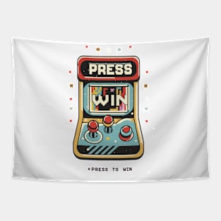 Press To win Funny humorous Gaming Tapestry