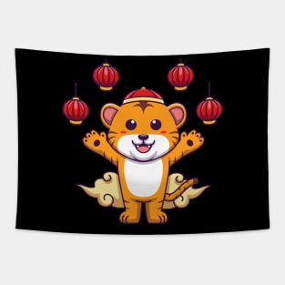 Cute chinese tiger artwork Tapestry