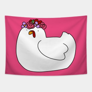 Cute Flower Crown Chicken Tapestry