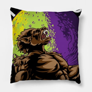 Happy Halloween Werewolf Howling in Full Moon Pillow