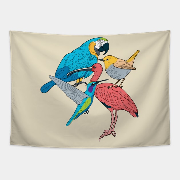 Exotic Birds Collection Tapestry by Mako Design 