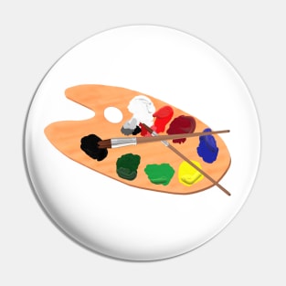 Artist Palette with Paints and Brushes (White Background) Pin