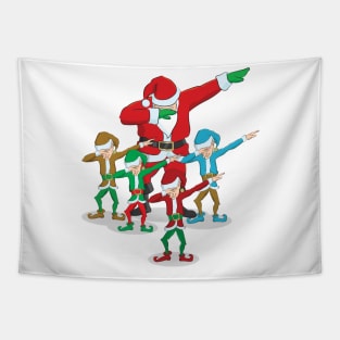 Santa Claus Christmas Dab Tee - Dabbing Santa & Elves Dabs Tapestry