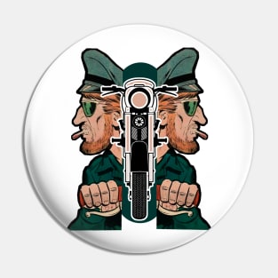 Angry Bikers Tribe - Smoking Men in Green Uniforms Pin