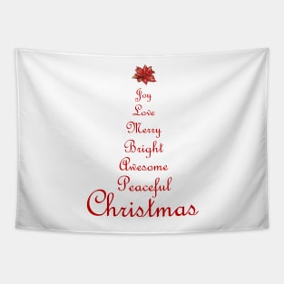 Christmas Tree Word Art Script Typography in Red Tapestry