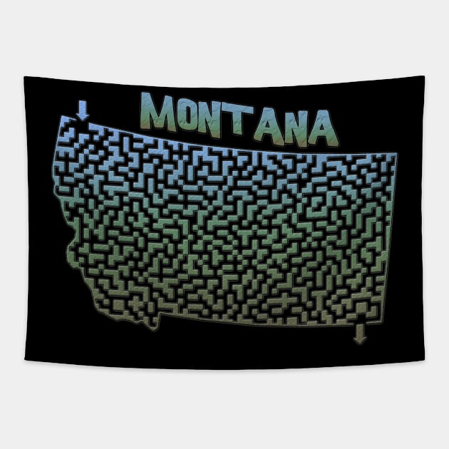 Montana State Outline Maze & Labyrinth Tapestry by gorff