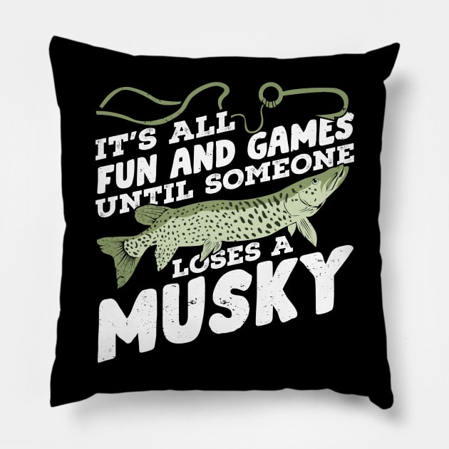 Funny Musky Fishing Angling Fisherman Gift Pillow by Dolde08