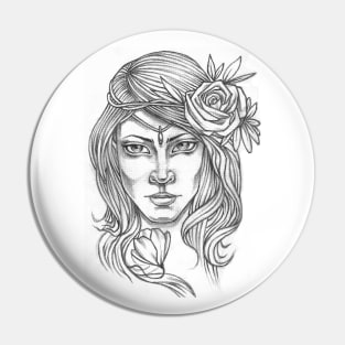 Mysterious Girl Flower Crown Pin