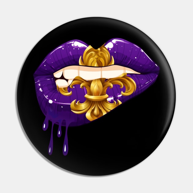 Mardi Gras Lips Pin by TeddyTees