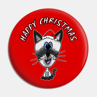 Happy Christmas Siamese Cat Funny Xmas 2021 Pin