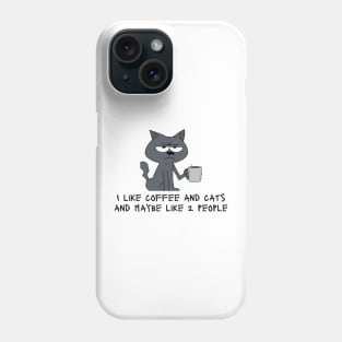 Funny Antisocial Coffee and Cat Design Phone Case