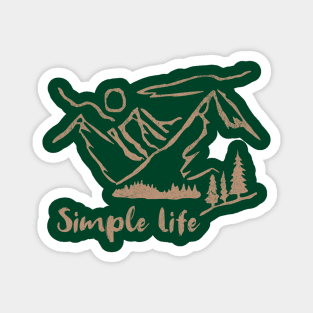 Simple Life – Minimalist Mountain and Forest Line Art Design Magnet