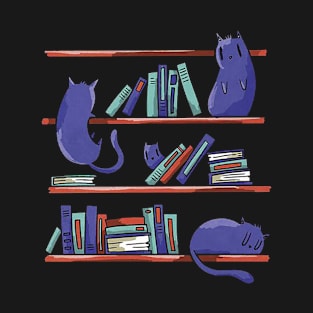 Cute cats sleeping in library T-Shirt