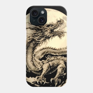 Chinese Dragon and Full Moon: Chinese New Year, Year of the Dragon on a Dark Background Phone Case