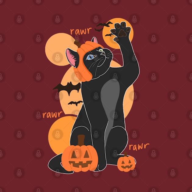 HALLOWEEN PUMPKIN BLACK CAT by ulricartistic