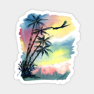 Palm Colorful Scenery Watercolor Magnet