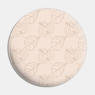 Brown contours of flowers and leaves on a beige background. Refined lines, plants, silhouettes Pin