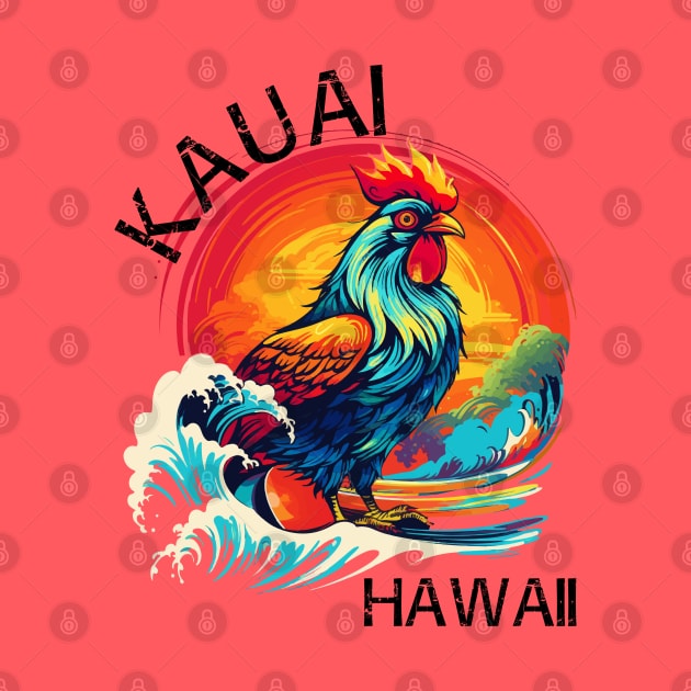 Kauai Hawaii - Rooster (with Black Lettering) by VelvetRoom