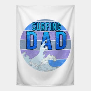 Surfing Dad // Wave blue sunset Tapestry