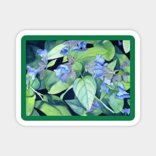 Blue Flowers original watercolour painting Magnet