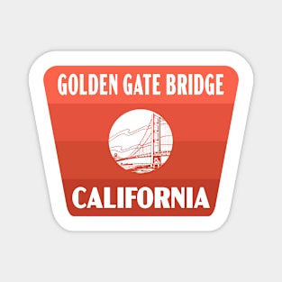 Golden Gate Bridge California Retro Badge (Red) Magnet