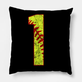 Vintage #1 Sofftball Laces Fastpitch Sofftball Mom Jersey Love Softball Birthday T-shirt Pillow