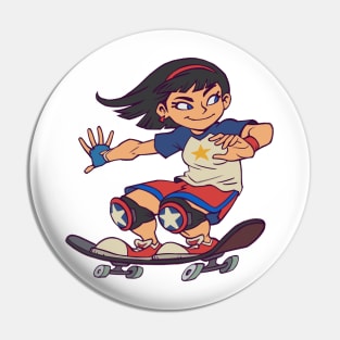 Skater Girl USA Pin