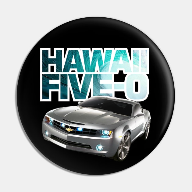 Hawaii Five-O Black Camaro (White Outline) Pin by fozzilized