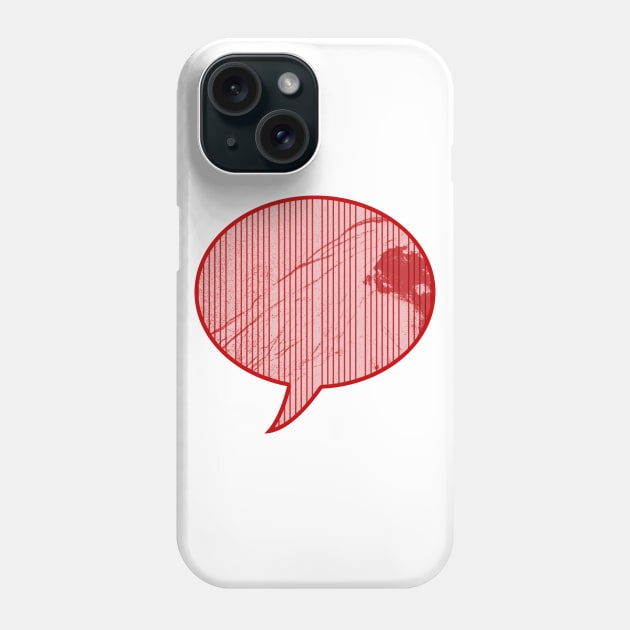 Red grunge stripe speech bubble Phone Case by hereswendy