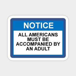 OSHA Style Notice - All Americans must be accompanied by an adult Magnet