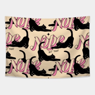 Monday Nope Black Cat Pattern in beige Tapestry