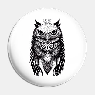 Owl Wild Animal Nature Illustration Art Tattoo Pin