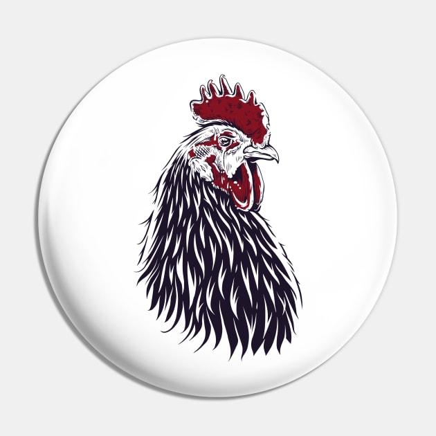 Rooster Head Pin by Mako Design 