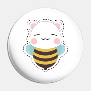 Cute little smiling cat-bee Pin